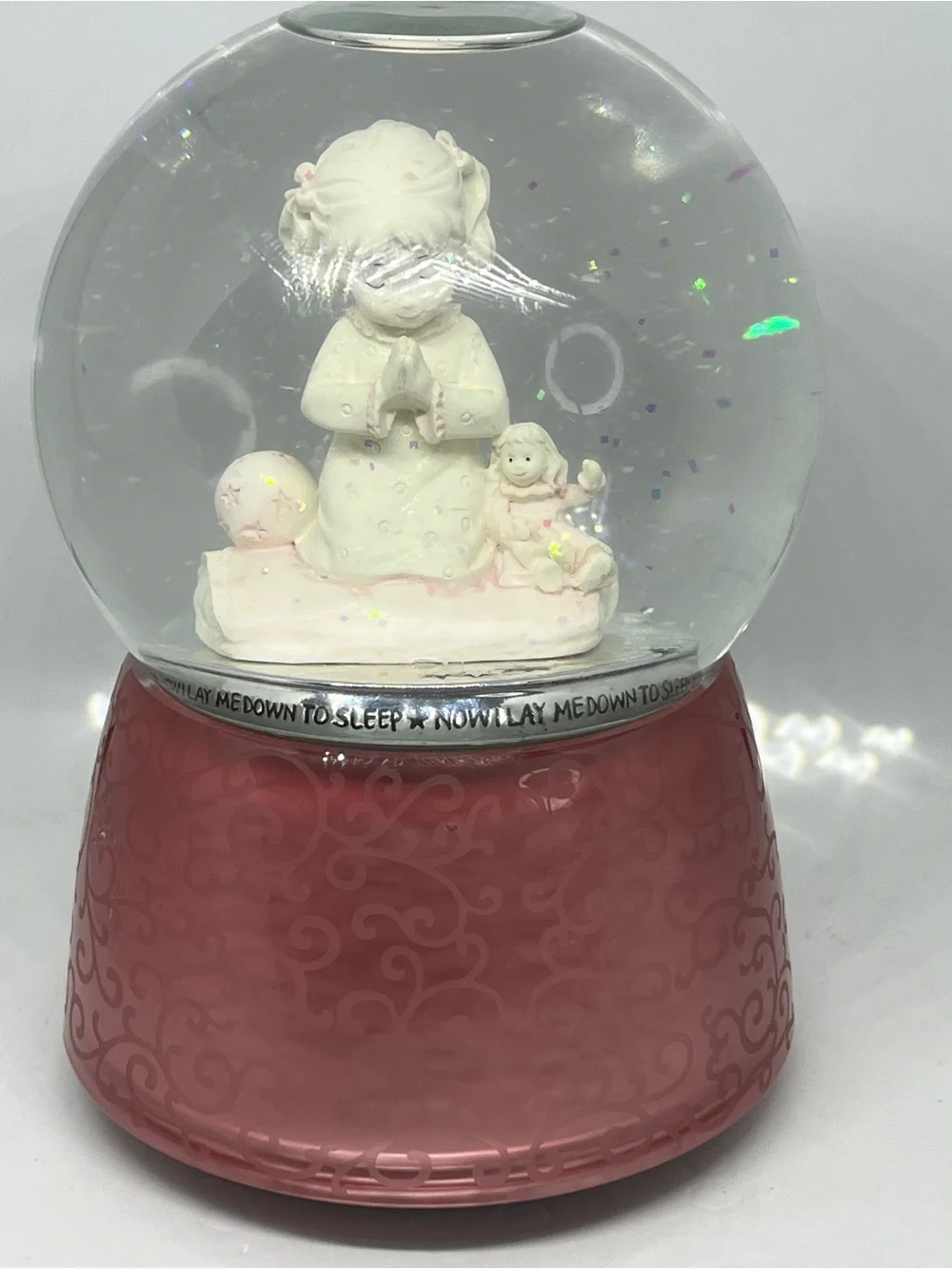 Prayer Girl Snow Globe Figurine Playing ‘The Lord is my Shepherd’